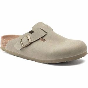 Birkenstock Suede Boston Clog - Taupe/Khaki